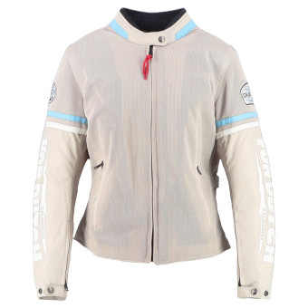 Blouson Moto Von Dutch California Girl Air Mesh Silver Blue Sky White