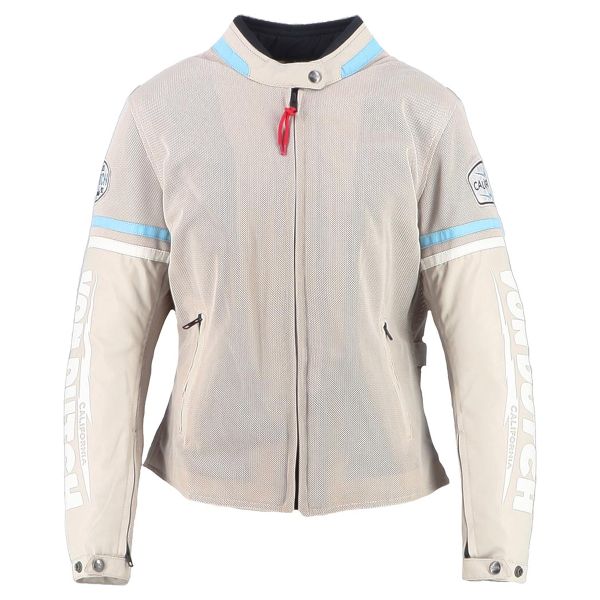 Blouson Moto Von Dutch California Girl Air Mesh Silver Blue Sky White