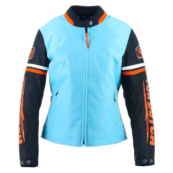 Blouson Moto Von Dutch California Girl Blue Sky Black White Orange