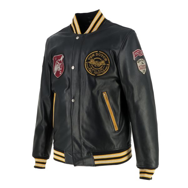 Von Dutch Collegian Leather Rag Noir Jaune