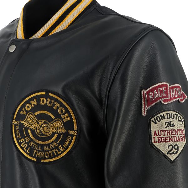 Von Dutch Collegian Leather Rag Noir Jaune