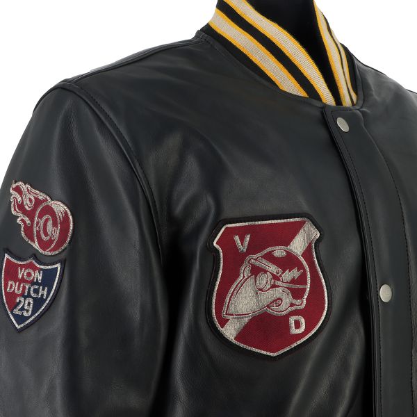 Von Dutch Collegian Leather Rag Noir Jaune