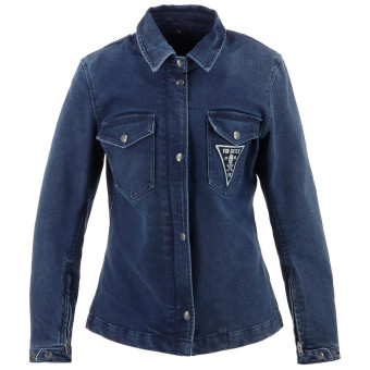 Blouson Moto Von Dutch Pussycat Coton Denim Blue Dirty