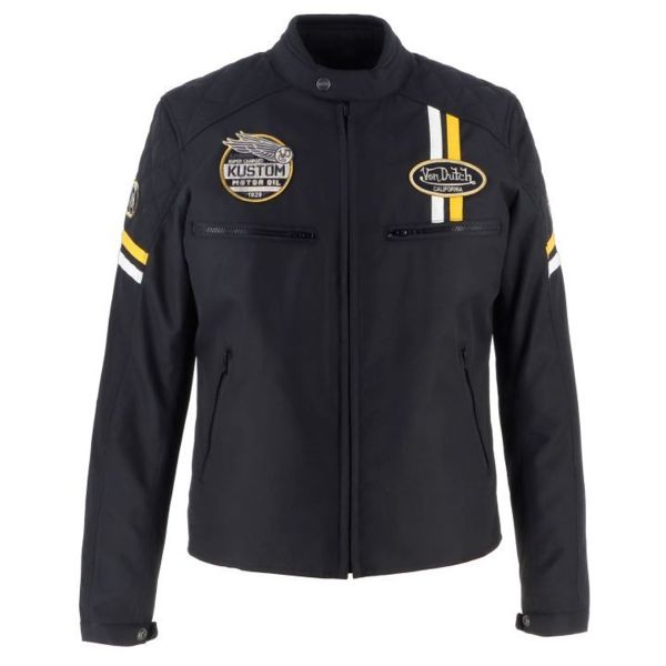 Blouson Moto Von Dutch Race Now Black White Yellow