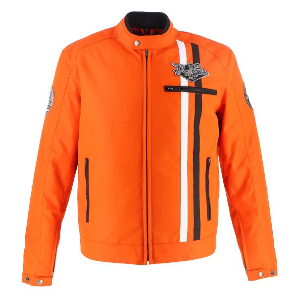Blouson Moto Von Dutch Speed Racer Tech Orange Noir Blanc