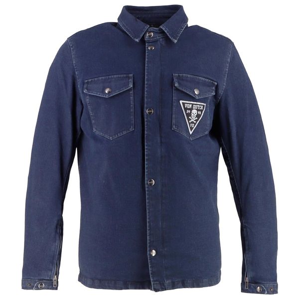 Blouson Moto Von Dutch Stray Cat Coton Denim Blue Dirty