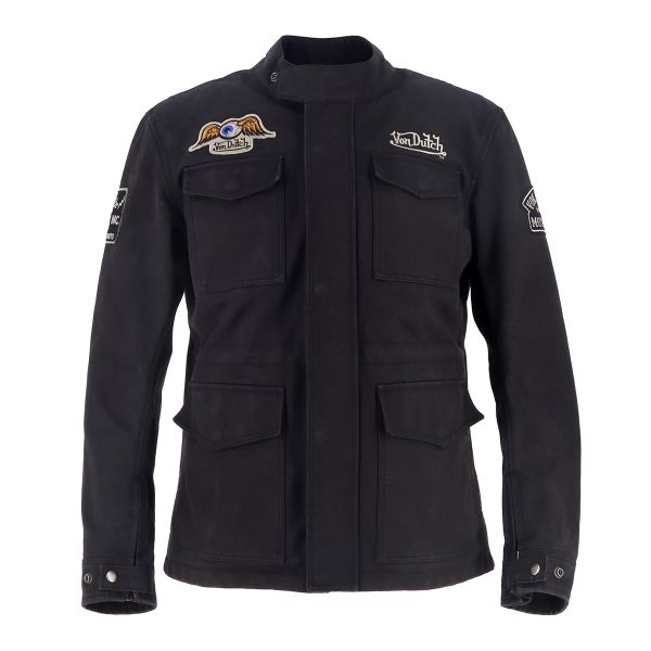 Blouson Moto Von Dutch Warrior Canvas Noir