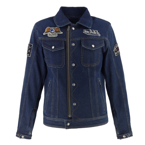 Blouson Moto Von Dutch Westy Denim Bleu Dirty