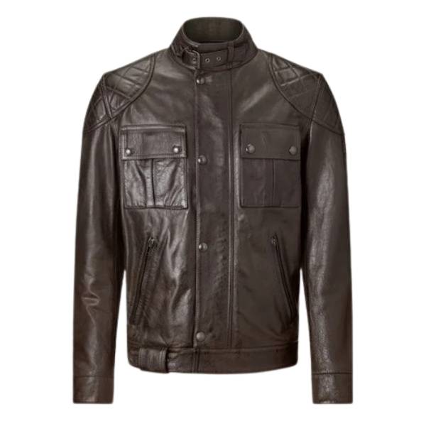Blouson Moto Belstaff Brooklands Leather Black Brown