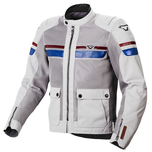 Blouson Moto Macna Fluent Light Grey Red Blue Blouson Moto Macna Fluent Light Grey Red Blue