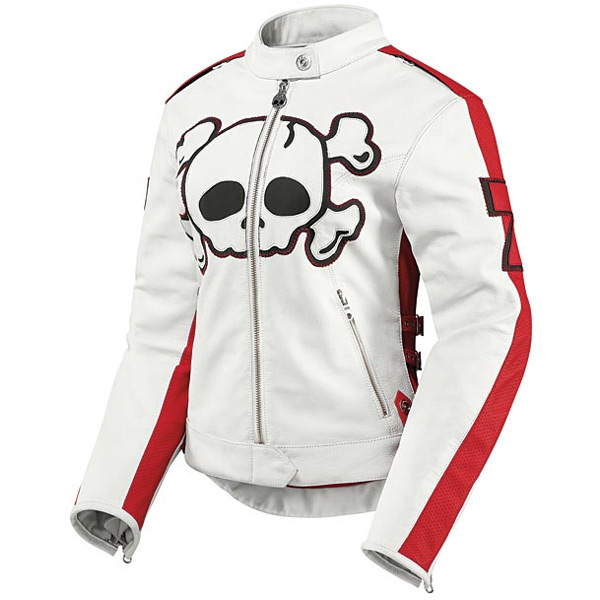 Blouson Moto ICON Hella Crossbone Racer Crusader White