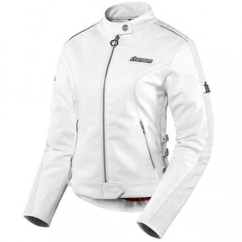 Blouson Moto ICON Hella Leather Jacket White