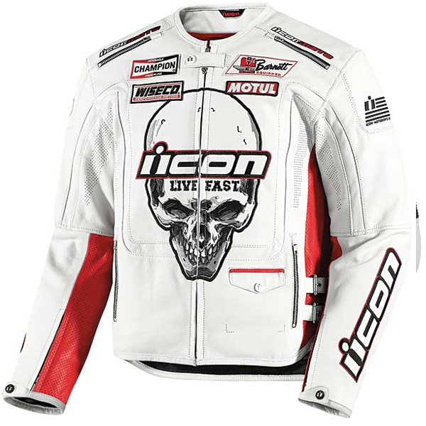 Blouson Moto ICON Victory Death Or Glory Crusader White