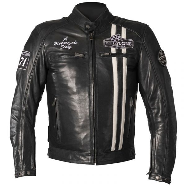 Blouson Moto Helstons Indy Leather Rag Blue White Blouson Moto Helstons Indy Leather Rag Blue White