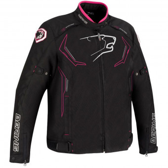Blouson Moto Bering Lady Guardian Queen Size Noir Fuchsia
