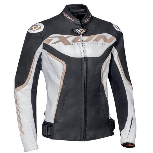Blouson Moto Ixon Trinity White Black Gold