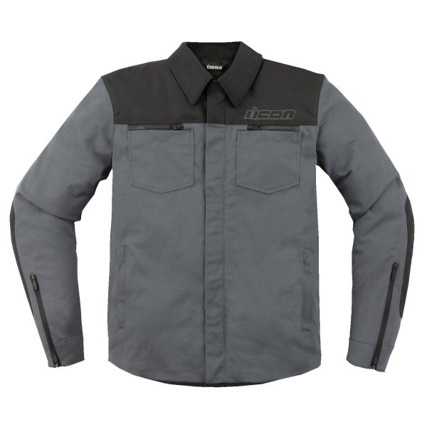 Blouson Moto ICON Upstate Canvas Grey
