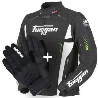 Blouson Moto Furygan Vortex Black White Green + Jet Evo II 100% Bitume Blouson Moto Furygan Vortex Black White Green + Jet Evo II 100% Bitume