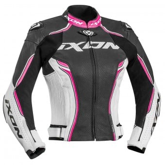 Blouson Moto Ixon Vortex Lady Jacket Noir Blanc Fuchsia