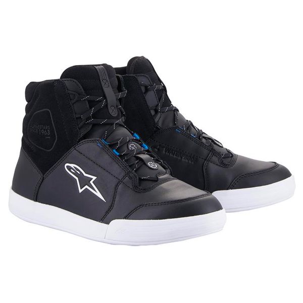 Baskets Moto Alpinestars Chrome Waterproof Black White Blue