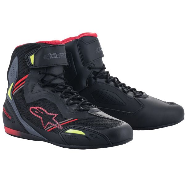 Baskets Moto Alpinestars Faster 3 Rideknit Black Red Yellow Fluo Baskets Moto Alpinestars Faster 3 Rideknit Black Red Yellow Fluo