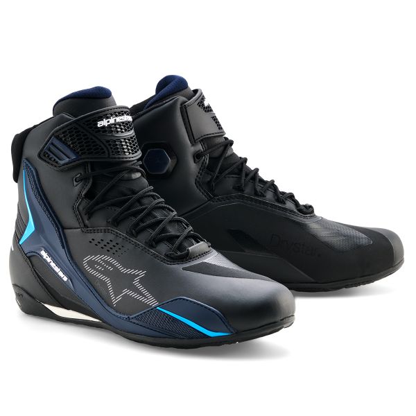 Baskets Moto Alpinestars Faster 4 Drystar BlackNight Navy Cyan