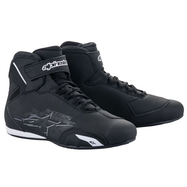 Baskets Moto Alpinestars Sektor Black Black White Baskets Moto Alpinestars Sektor Black Black White