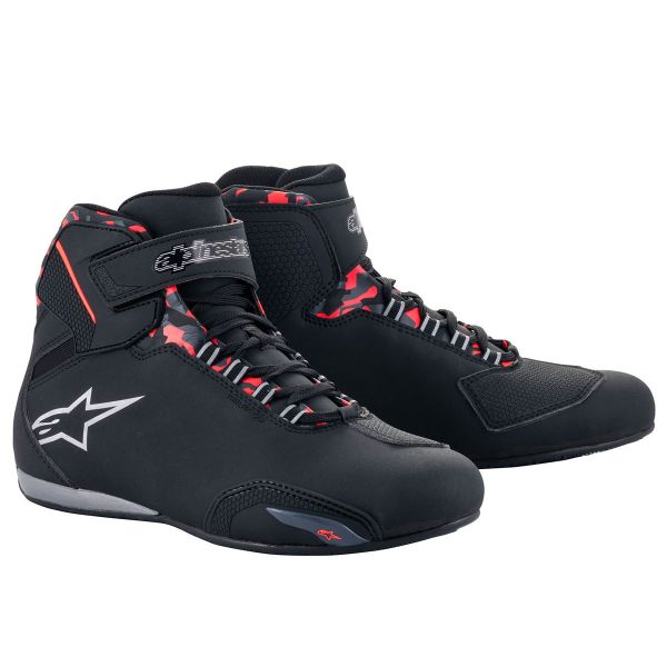 Baskets Moto Alpinestars Sektor Waterproof Black Dark Grey Red Fluo