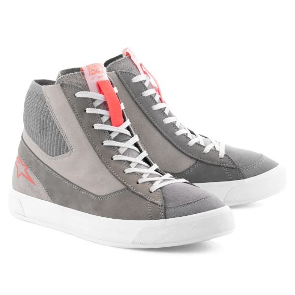 Baskets Moto Alpinestars Stated Light Gray Red Fluo White Baskets Moto Alpinestars Stated Light Gray Red Fluo White