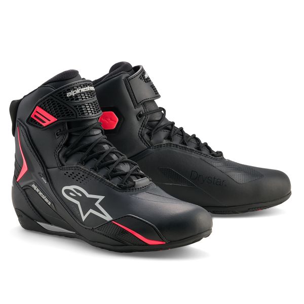 Baskets Moto Alpinestars Stella Faster 4 Drystar Black Gray Coral Fluo