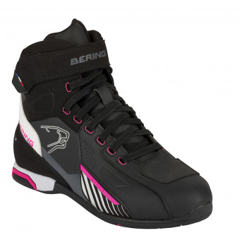 Baskets Moto Bering Lady Tiger Waterproof Black White Fuchsia
