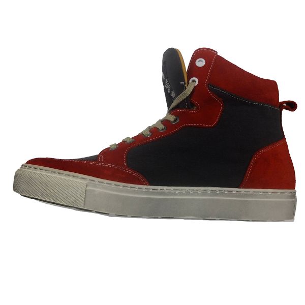 Baskets Moto Helstons Kobe Armalith Leather Red Grey
