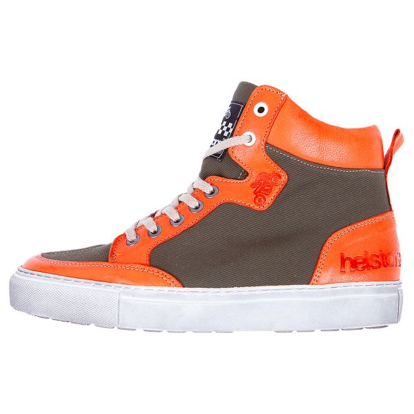 Baskets Moto Helstons Maya Armalith Leather Kaki Orange Baskets Moto Helstons Maya Armalith Leather Kaki Orange