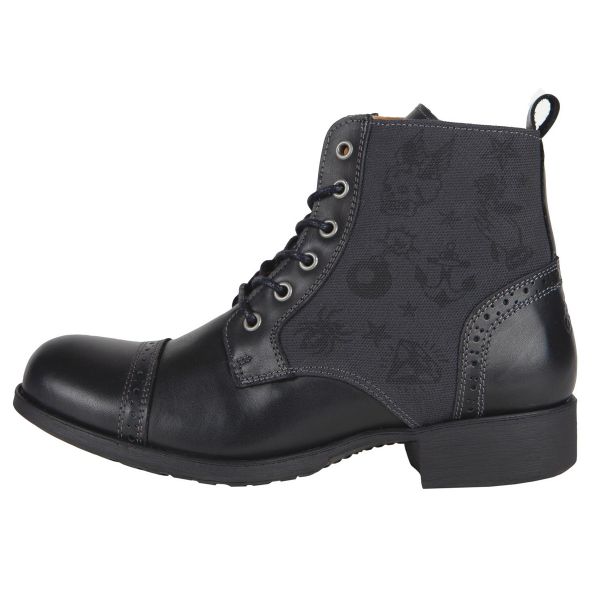 Baskets Moto Helstons Mehari Leather Black Grey