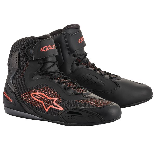 Baskets Moto Alpinestars Faster 3 Rideknit Black Red Fluo