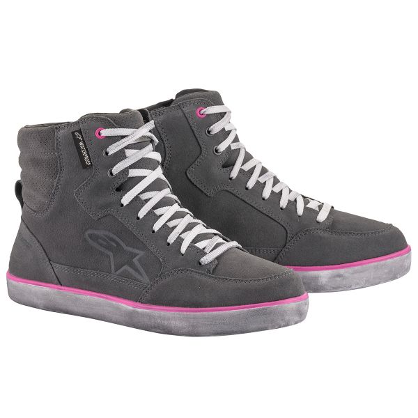 Baskets Moto Alpinestars J-6 Waterproof Woman Light Gray Fuchsia