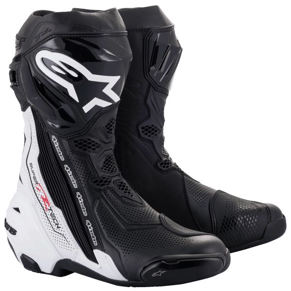 Bottes Moto Alpinestars Supertech R Vented Boot Black White Black White Bottes Moto Alpinestars Supertech R Vented Boot Black White Black White
