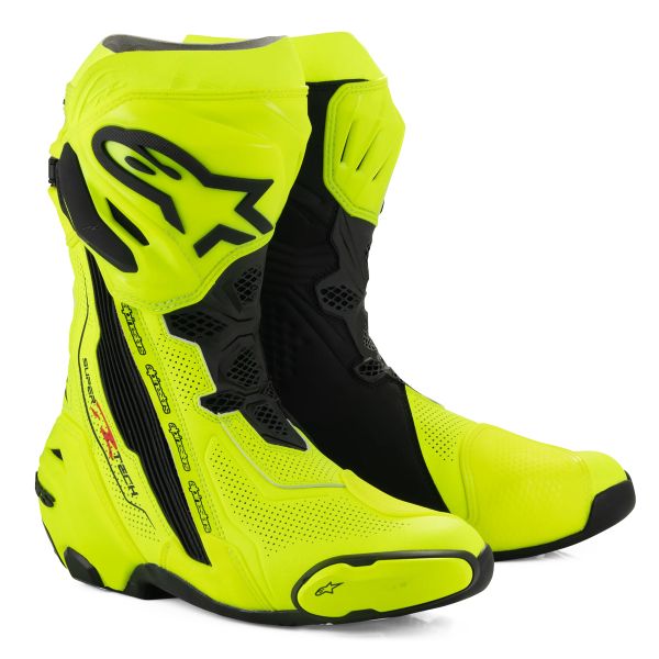 Bottes Moto Alpinestars Supertech R Vented Yellow Fluo Black Bottes Moto Alpinestars Supertech R Vented Yellow Fluo Black