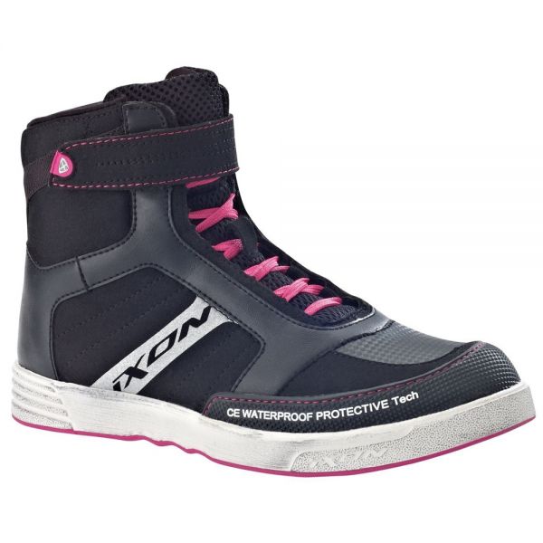 Baskets Moto Ixon Slack Lady Black White Fuchsia