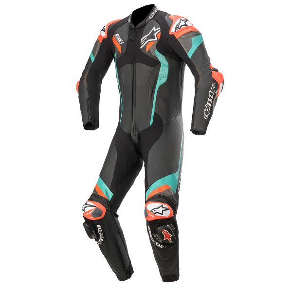 Combinaison Moto Cuir Alpinestars Atem V4 Suit 1 PC Black Petrol Red Fluo