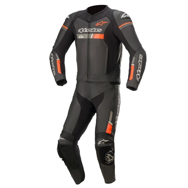 Combinaison Moto Cuir Alpinestars GP Force Chaser 2 PC Black Red Fluo