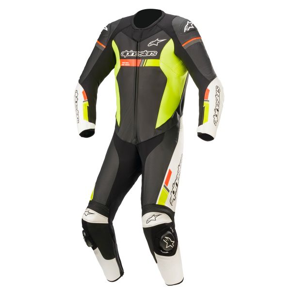 Combinaison Moto Cuir Alpinestars GP Force Chaser Black White Red Fluo Yellow