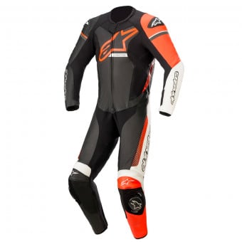 Combinaison Moto Cuir Alpinestars GP Force Phantom Black White Red Fluo