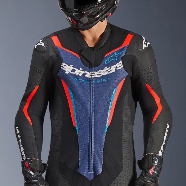 Alpinestars GP Force V2 Leather Suit 1PC Black Blue Red Fluo