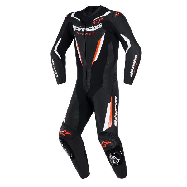 Combinaison Moto Cuir Alpinestars GP Force V2 Leather Suit 1PC Black White Red Fluo
