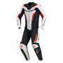 Combinaison Moto Cuir Alpinestars GP Force V2 Leather Suit 1PC White Black Red Fluo