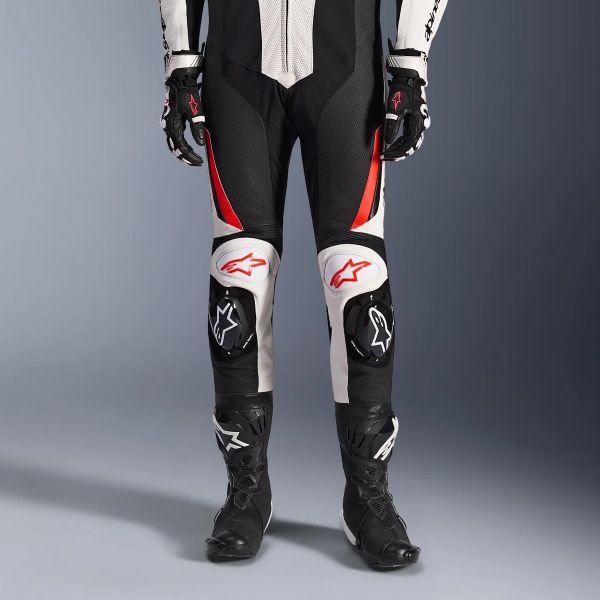 Alpinestars GP Force V2 Leather Suit 1PC White Black Red Fluo