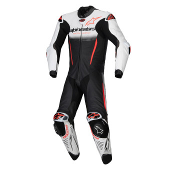 Combinaison Moto Cuir Alpinestars GP-R7 1PC White Black Red Fluo