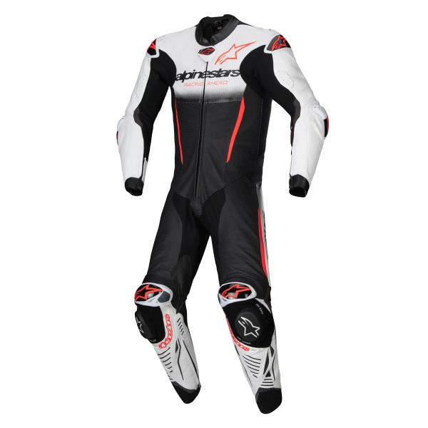 Combinaison Moto Cuir Alpinestars GP-R7 1PC White Black Red Fluo Combinaison Moto Cuir Alpinestars GP-R7 1PC White Black Red Fluo
