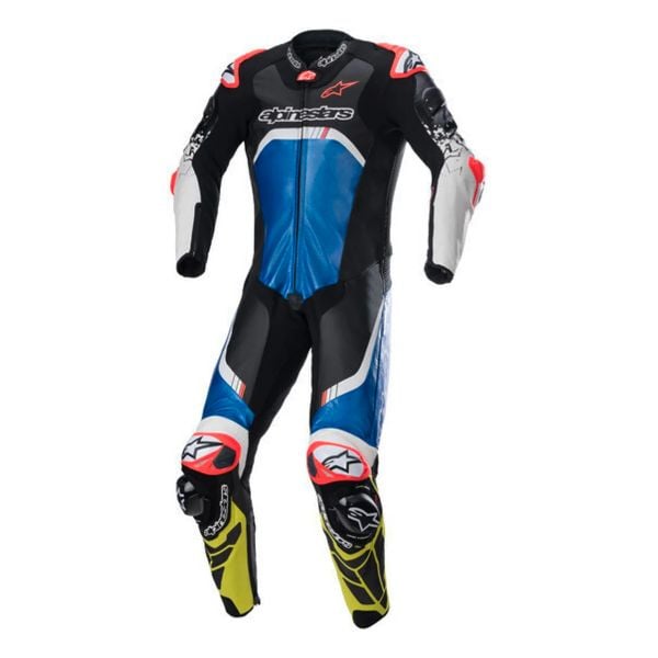 Combinaison Moto Cuir Alpinestars GP Tech V4 Black Blue Yellow Fluo
